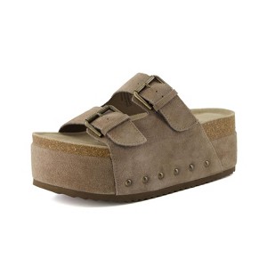 CUSHIONAIRE Women's Guru Genuine Leather footbed platform sandal with +Comfort, Wide Widths Available - 1 of 4