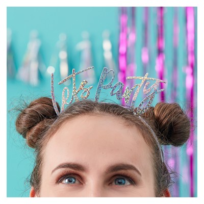 5ct "Lets Party" Iridescent Head Bands