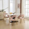 Upholstered Dining Chairs with Curved Backrest and Golden Metal Legs, Elegant Chairs for Kitchen or Dining Room-Cuddlewood - 2 of 4