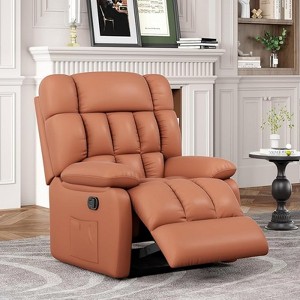 Bencmate Sofas Upholstered Rocker Recliner Sofas with Side Pocket, Ergonomic 110°-160°Adjustable Recliner Sofas, Brown,39"*36"*43 - 1 of 4