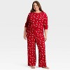 Women's Santa Print Ribbed Long Sleeve Holiday Matching Family Pajama Shirt - Wondershop™ Red - 3 of 4