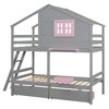 Wooden House Bed Twin over Twin Bunk Bed with Window and Roof, Twin Size Loft Bed Frame with Drawers and Shelf for Kids Teens - 4 of 4
