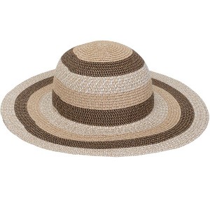 Magid Straw Striped Two Tone Color Block Floppy Sun Hat - 1 of 1