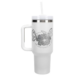 Elanze Designs He Restores My Soul Butterfly Faith 40 oz. Stainless Steel, Large Water Bottle Coffee Mug, Spill & Leak Resistant, Thermal Travel - 1 of 1