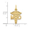 Black Bow Jewelry 14k Yellow Gold Satin and Diamond Cut MD Caduceus Charm - 4 of 4