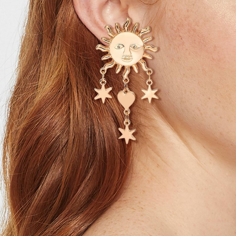 Cascading Star Heart and Sun Statement Earrings - Wild Fable&#8482; Gold, 3 of 5