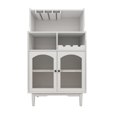 Sevobal Utility Storage Cabinets, Freestanding Cabinet with Transparent Doors and Open Shelves for Living Room Kitchen, White, 27.55"*15.74"*50.3"
