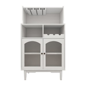 Sevobal Utility Storage Cabinets, Freestanding Cabinet with Transparent Doors and Open Shelves for Living Room Kitchen, White, 27.55"*15.74"*50.3" - 1 of 4
