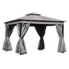 Maliang 10x12 ft Outdoor Gazebo Tent with Double Roofs, Patio Gazebo with Mosquito Netting & Privacy Screens, for Backyard, Garden, Lawn (Gray) - 2 of 4