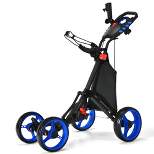 Costway Folding 4 Wheels Golf Push Cart W/Bag Scoreboard Adjustable Handle Red\Blue\Gray\Green