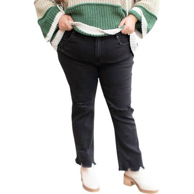 Women's High Rise Straight Leg Jeans Plus Size - RISEN