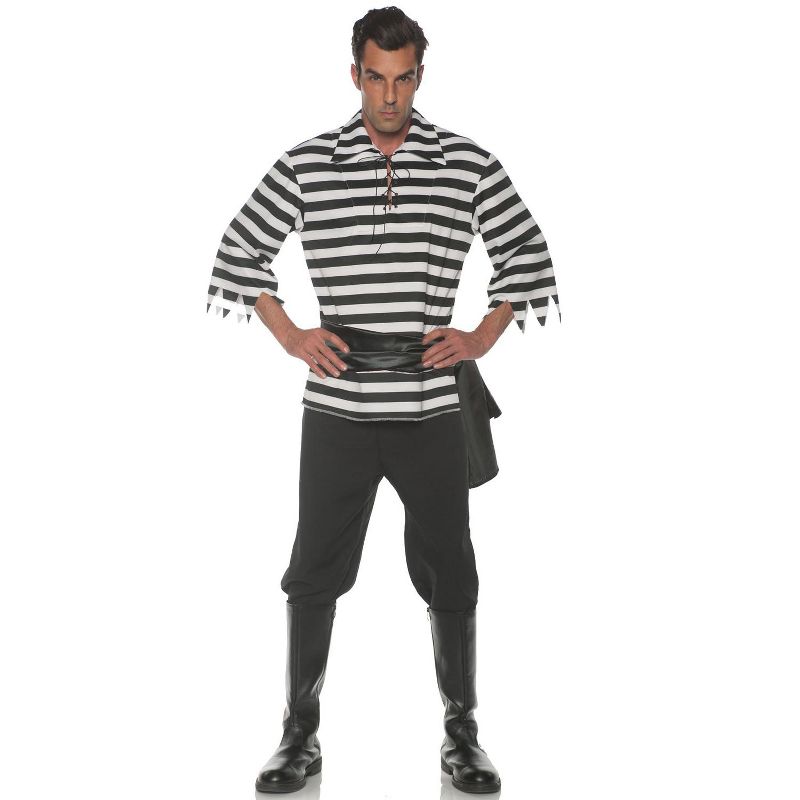 Underwraps Striped Pirate Men's Costume (Black), 1 of 2
