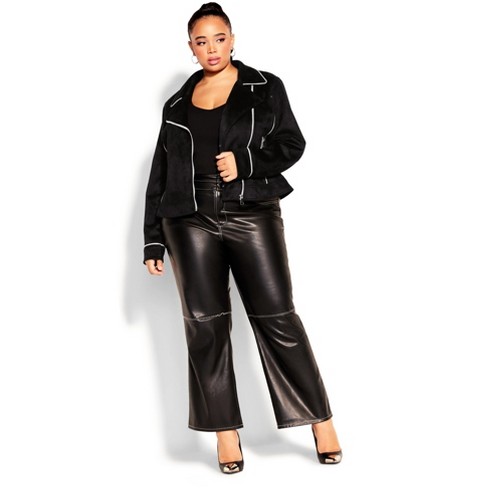 City Chic  Women's Plus Size Cropped Biker Jacket - Black - 18w