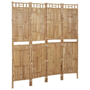 vidaxl 4-Panel Bamboo Room Divider/Privacy partition for Garden or Home Decor, Folding Screen 63" W x 70.9" H, Indoor/Outdoor use, Brown - 1 of 4
