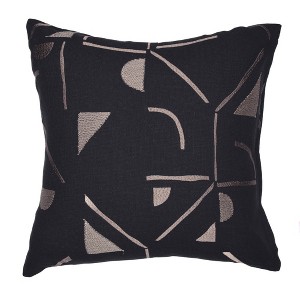 20" Blue Geometric Cotton Blend Throw Pillow With Embroidery - 1 of 4
