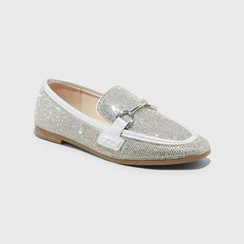 Women's Laurel Rhinestone Loafers - A New Day™ Silver