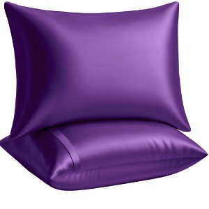 BLISSFORD Satin Pillowcase with Zipper, Satin Pillow Cases 2 Pack, Silk Pillow Cover - 1 of 4