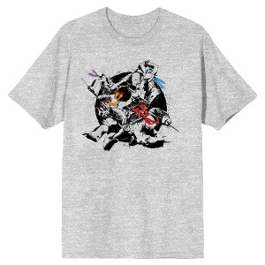 TMNT Four Character Colored Mask Men's Athletic Heather T-shirt - 1 of 3