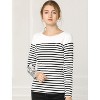 INSPIRE CHIC Women's Color Block Round Neck Long Sleeves Striped Basic T-Shirt - 2 of 4