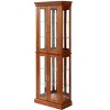 VYNXARIA Classic Oak Curio Cabinet with Adjustable Glass Shelves and Mirrored Back - 3 of 4