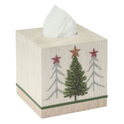 Hand-Painted Resin Pine Trees Tissue Box Cover