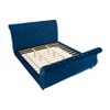 Roundhill Furniture Evora Velvet Upholstered Crystal Button Tufted Sleigh Bed, Blue - 4 of 4