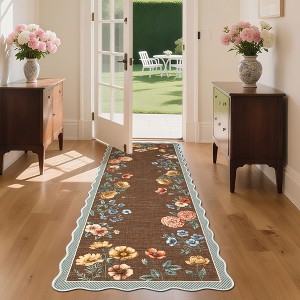 Washable Non-Slip Area Rug, Floral Soft Carpet for Bedroom & Living Room, Cute Aesthetic Throw for Girls' Room - 1 of 4