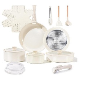 Itopfox Ceramic Cookware Set Non Toxic with Detachable Handles, Healthy Nonstick Pans and Pots Set 19 Pcs, Induction Dishwasher Oven Safe Kitchen Set - 1 of 4
