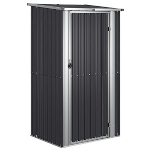 vidaXL Storage Shed - Galvanized Steel Anthracite Garage Tool House - Lockable Door - Weatherproof Garden Shelter - 1 of 4