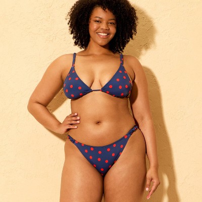 Shade & Shore Women's Polka Dots Low-Rise High Leg Cheeky Bikini Bottom - Shade & Shore™ Navy Blue S — фото 4