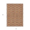 Orange Beige And Copper Floral Medallion Washable Indoor Outdoor Area Rug - 3 of 4