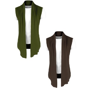 Lars Amadeus Men's Open Front Regular Fit Sleeveless Cardigan 2 Packs - 1 of 4