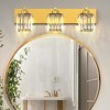 DORESshop Modern 3-Light LED Vanity Light Brushed Gold Bathroom Wall Sconce with Square Crystal Shades for Bathroom Bedroom and Mirror Lighting - 2 of 4