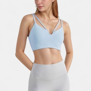 Anna-Kaci Active Women's V-Neck Double Strap Sports Bra Top with Lightweight Stretch Fabric and Soft Support - 1 of 4