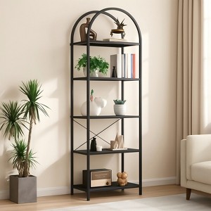 Arched Bookshelf 5 Tier,Arched Display Racks,Tall Standing Bookshelves with Metal Frame,Modern Open Storage Shelf Display Rack for Living Room, Home - 1 of 4