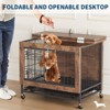 Heavy-Duty Anti-Chew Dog Crate Furniture (Rustic Brown) – Indoor Wooden Kennel for Small Dogs with 2 Doors & Wheels, End Side Table Cage - 4 of 4