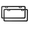 Unique Bargains 2 Hole Stainless Steel Front Rear License Plate Frame w Screw Cap - Black 2pcs - 3 of 4