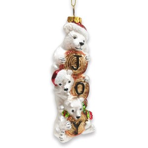 Joyful Polar Bear Trio Stacked Glass Christmas Ornament| OrnamentallyYou - 1 of 4
