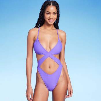 Women's Cross Front Cut Out Extra Cheeky One Piece Swimsuit - Wild Fable™