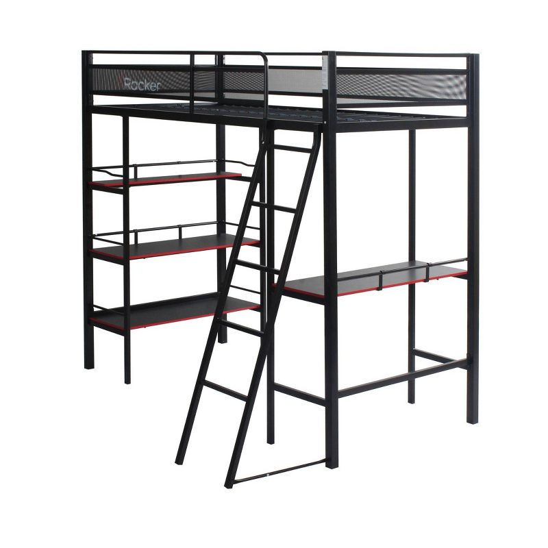 Twin Fortress Gaming Kids&#39; Bunk Bed with Built-in Desk and Shelving Black - X Rocker, 3 of 16
