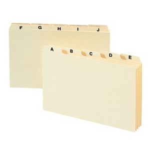 Smead Card Guide, Plain 1/5-Cut Tab (A-Z), 5"H x 8"W, Manila, 25 per Set (57076) - 1 of 1