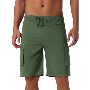 INSPIRE CHIC Men's Drawstring Waist Solid Color Side Pockets Lining Summer Board Shorts - 1 of 4