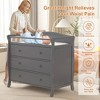 Baby Changing Table Dresser, Nursery Dresser Chest, Wood Diaper Changing Station, with Changing Table Top, Safety Rails, 3 Drawers - 3 of 4