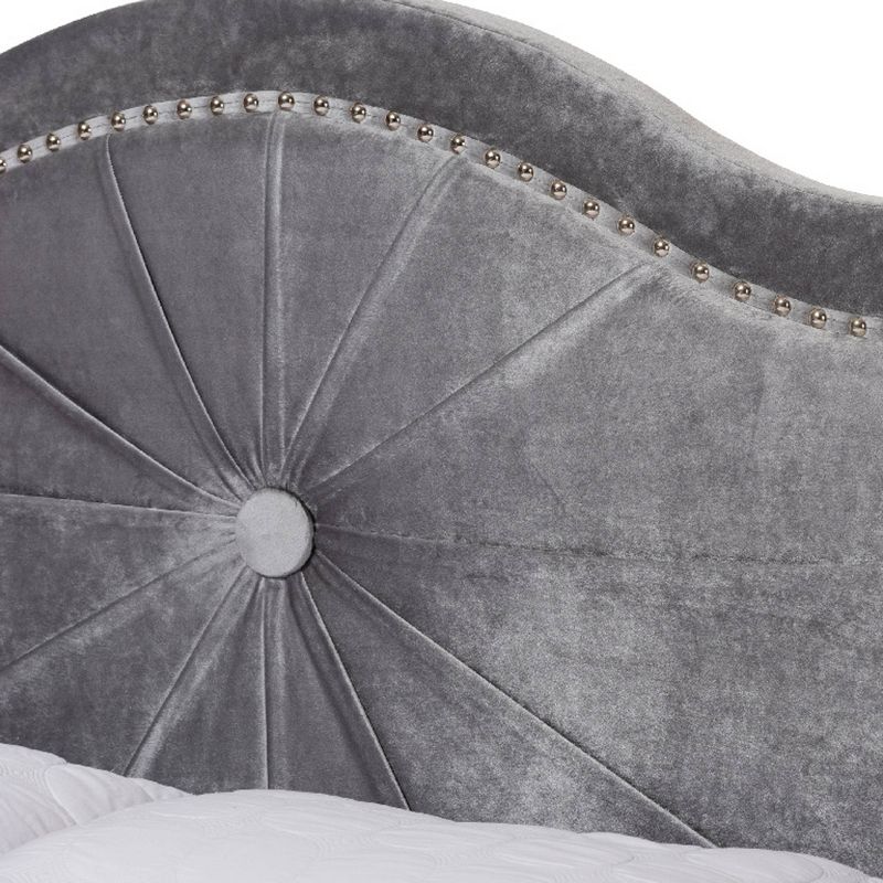 Embla Velvet Fabric Upholstered Bed - Baxton Studio, 5 of 9