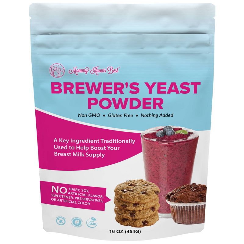 Mommy Knows Best Brewer&#39;s Yeast Powder Lactation Vegan Supplement - 16oz, 1 of 10