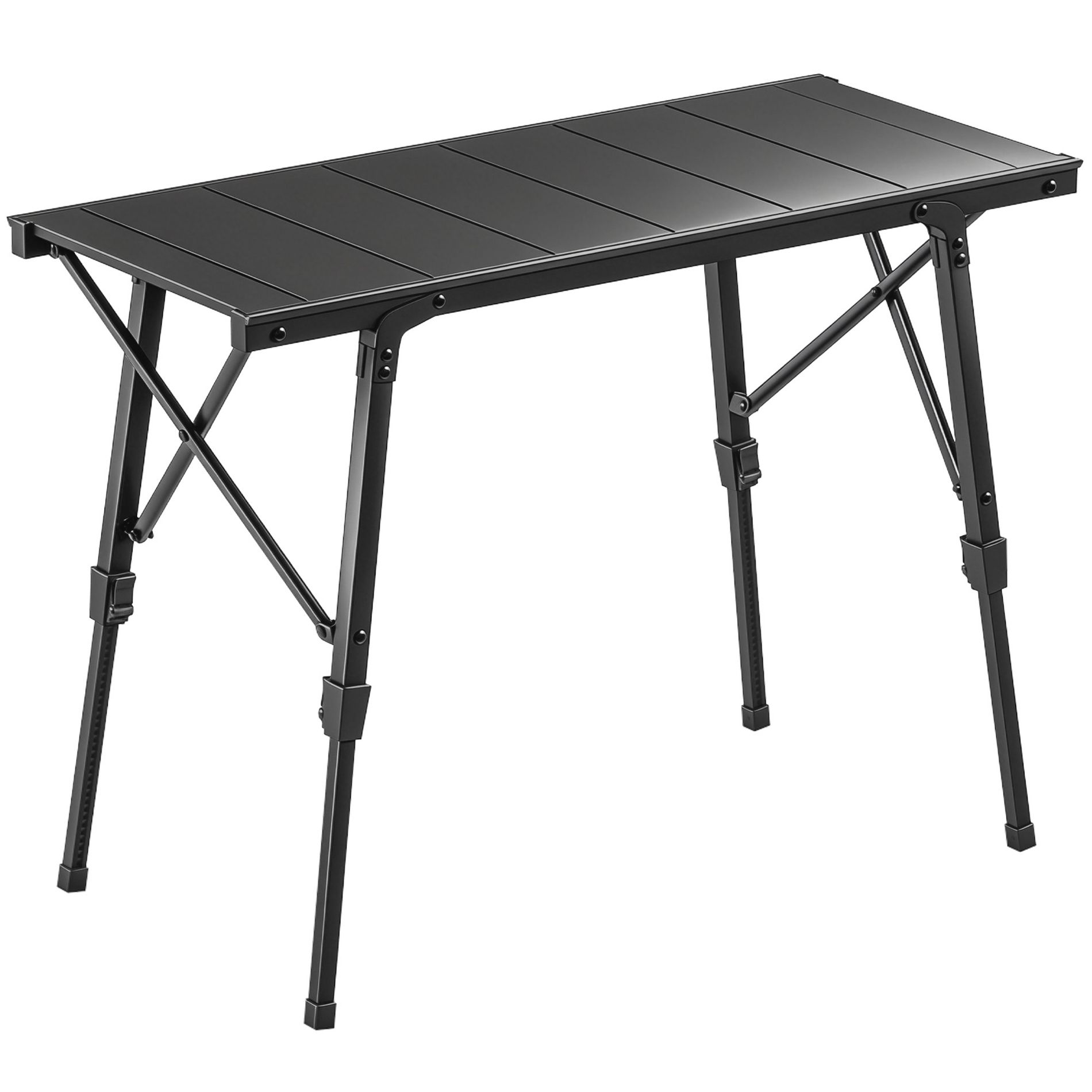 Folding Picnic Table Adjustable Height, Aluminum Camping Table with Removable Plates for Outdoor BBQ