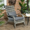 Outsunny Patio Adirondack Chair with All-Weather Rattan Wicker, Soft Cushions, Tall Curved Backrest for Deck or Garden - 2 of 4