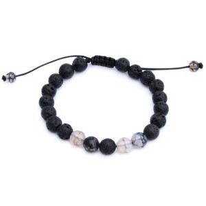 Plantlife Aromatherapy Bracelet - Adjustable Black Vein Agate & Lava Rock, Natural Stone Jewelry for Essential Oil Diffusion and Wellness - 1 of 1