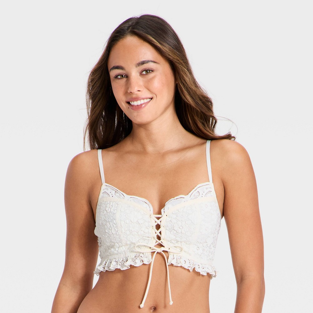 Women's Broderie Lace Corset - Wild Fable™ White S