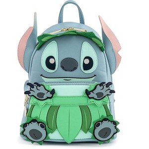 Loungefly Disney 3D Stitch Luau Blue Mini Faux Leather Shell Backpack - 1 of 4